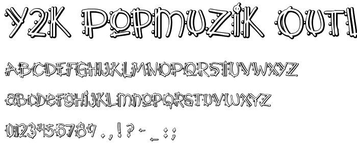 Y2K PopMuzik Outline AOE font